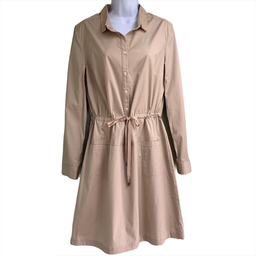 Brooks Brothers Long Sleeve Shirt Dress Tan Sz 12